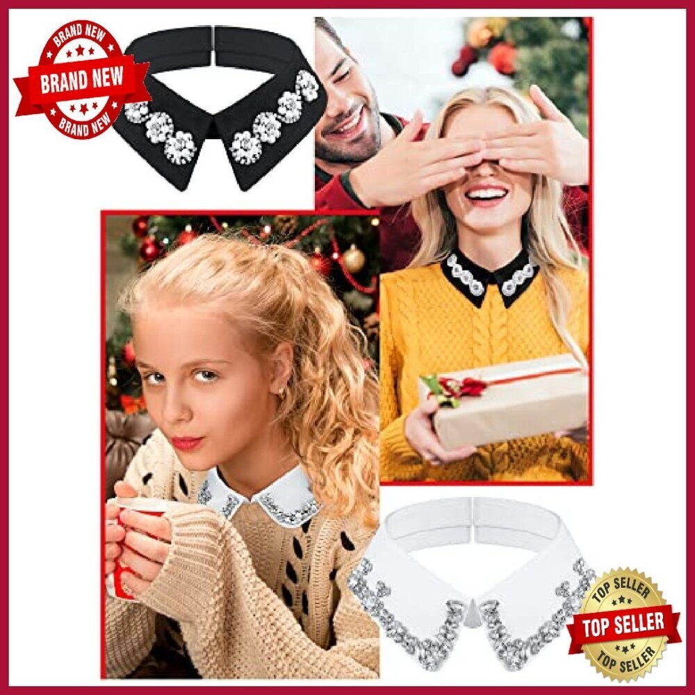 6-Piece Detachable Rhinestone Faux Collar Set for Women, One Size - Picture 6 of 8